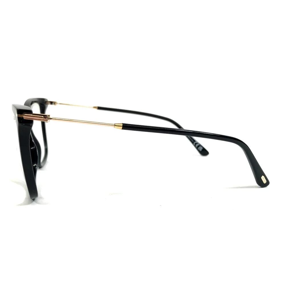 Tom Ford Eyeglasses Frames TF5824-B 001 Black Gold Cat Eye w/ Clip-on 56-14-140